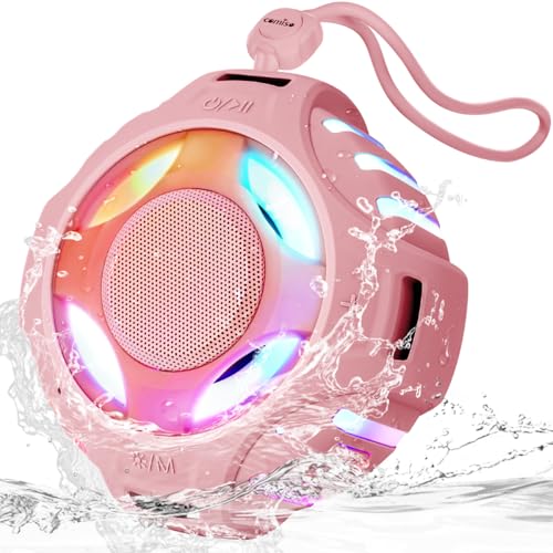 comiso Shower Bluetooth Speaker, IPX7 Waterproof Speaker with LED Light | Portable Speaker with Punchy Bass and Loud HD Sound, Floating, Lanyard, 2000mAh for Travel, Beach, Kayak, Gift for Men, Women - color: Rose Gold