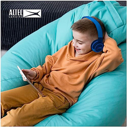 Altec Lansing Kid Safe 2-in-1 Wireless Bluetooth Headphones - Crystal Clear Sound, Safe Volume Limiting, Foldable Design - Enjoy Audio and Protect Your Child's Hearing (Knight Blue) - color: Knight Blue