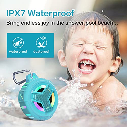 EBODA Shower Speaker Bluetooth Waterproof Portable Teen Boy Girl Gift Ideas | IPX7 Wireless Small Speakers, 24H Playtime with RGB Light for Kids, Travel, Camping Gear, River Floating Essentials-Sky Blue - color: Sky Blue