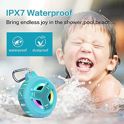 EBODA Shower Speaker Bluetooth Waterproof Portable Teen Boy Girl Gift Ideas | IPX7 Wireless Small Speakers, 24H Playtime with RGB Light for Kids, Travel, Camping Gear, River Floating Essentials-Sky Blue - color: Sky Blue