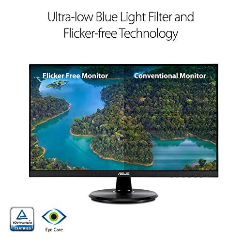 ASUS 23.8” 1080P Monitor (VA24DCP) - Full HD, IPS, 75Hz, USB-C 65W Power Delivery, Speakers, Adaptive-Sync/FreeSync, Low Blue Light, Flicker Free, VESA Mountable, Frameless, HDMI - style: 75Hz USB-C 65W