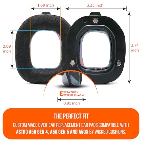 WC Mod Kit A50 - Earpads & Headband for Astro A50 Gen 4/5 / A50x | Made by Wicked Cushions | Cooling Gel Earpads and Matching Headband that offer Enhanced Comfort & Durability | 90's Black - color: 90's Black
