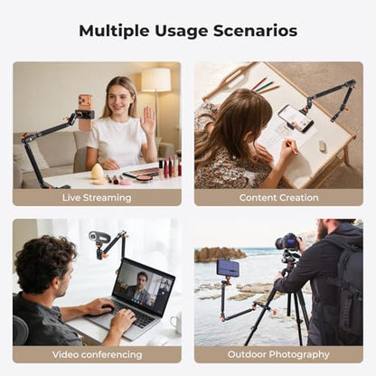 K&F CONCEPT 22" Magic Arm, Overhead Desk Camera Arm Mount, Long Articulating Friction Boom Arm for Phone, Action Camera, LED Light, Microphone