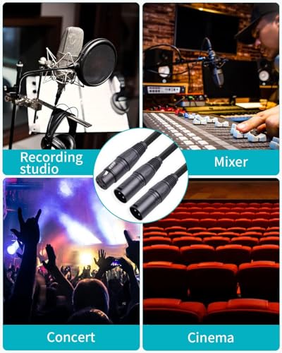 2 Pack XLR Splitter Cable,1 Female to 2 Male,5 FT Stereo Mic to L&R Audio Y-Splitter Cable - color: 5FT-2PACK, size: XLR 1 Female to 2 Male