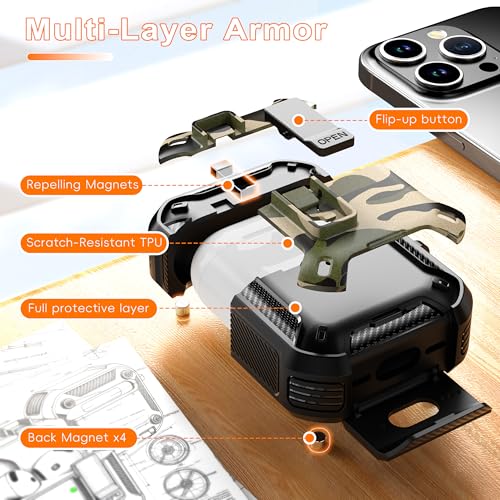 for AirPods 4 Case with Lock Magnetic Lid MagSafe, Camo | Compatible with Apple AirPods 4th Generation Protective Case with Cleaner Kit & Carabiner, Powerful Drop Protection - color: FK-Camo, size: Airpods 4th Generation