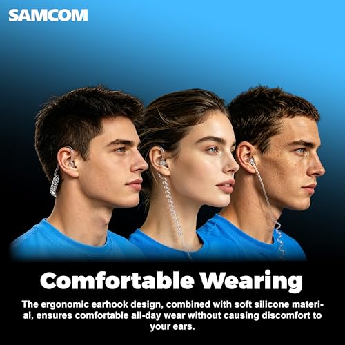 SAMCOM SM008 Walkie-Talkie 2 Pin Plug Acoustic Tube Earpiece Mic (10 Pack) | Security Radio Earpieces for FPCN30A, FPCN10A, FPCN20A Two-Way Radios, Compatible with Baofeng Kenwood 2 Way Radio - size: 10 Pcs SM008 Airtube Earpiece