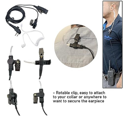 MaximalPower Clear Coil Tube Earbud Headset earpice with PTT Mic for HYTERA HYT Radio with Kevlar Reinforced Cable 2-Pin with Screw