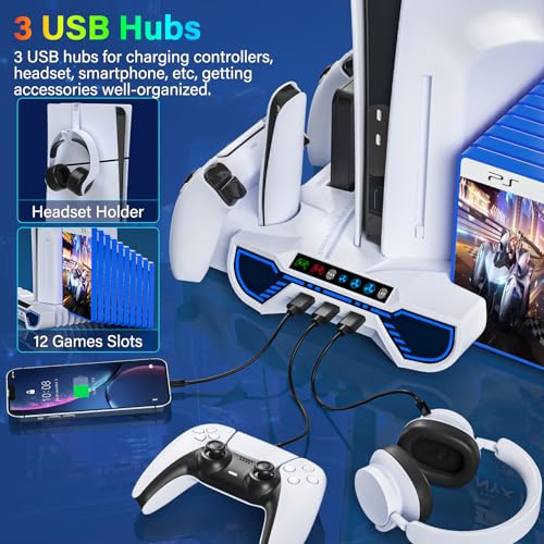 Cooling Station for PS5/Slim/Pro Standard Disc/Digital Console - color: White