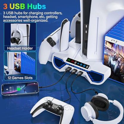 Cooling Station for PS5/Slim/Pro Standard Disc/Digital Console - color: White