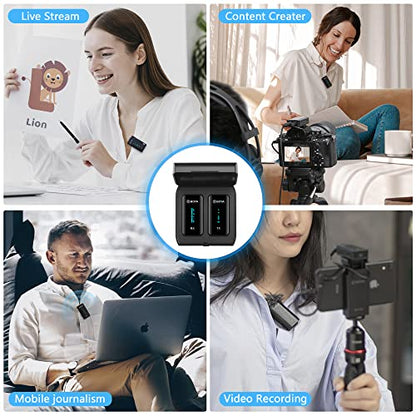 BOYA Wireless Lavalier Microphone, by-XM6 K1 2.4G Compact Professional Lapel Mic with Rechargeable Charging Case for iPhone/iPad/Android/Camera-7HR Battery, 328' Range,LED Display