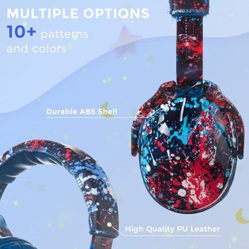 Kids Ear Protection Safety Ear Muffs, NRR 25dB Noise Reduction Children Earmuffs, Hearing Protectors for Sleeping, Studying, Airplane, Concerts, Fireworks-Red Pigment - color: Blue Band Red Pigment