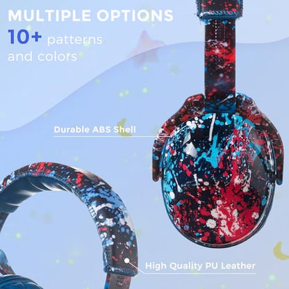 Kids Ear Protection Safety Ear Muffs, NRR 25dB Noise Reduction Children Earmuffs, Hearing Protectors for Sleeping, Studying, Airplane, Concerts, Fireworks-Red Pigment - color: Blue Band Red Pigment