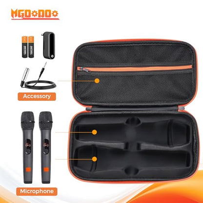Wireless Microphone Case Compatible with Wireless 2 Microphone System,Handheld Dual Mic Case with EVA Hard Shell,Portable Mic Storage Bag for Singing or Karaoke