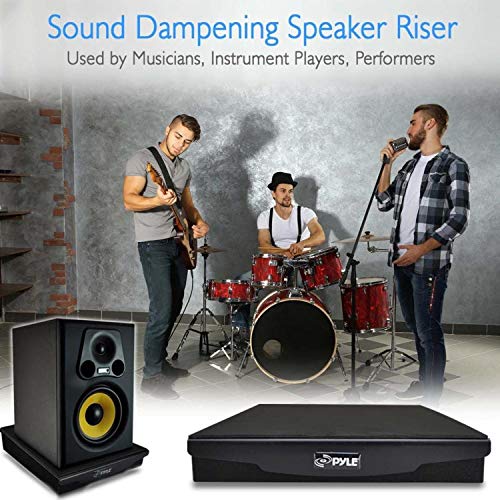 Pyle Speaker Isolation Pads - 10.4 x 13 x 2.8 inches - Acoustic Noise Isolation Platform - Foam Riser Recoil Stabilizer with Rubber Base for Studio Monitor, Subwoofer, Loudspeaker - PSIO6 - size: 10.4" x 13.0" (Single)