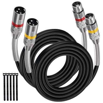 XLR Cables 10FT 2 Pack, Heavy Duty Oxygen-Free Copper 3-Pin Balanced Shielded XLR Male to Female Microphone Cable for Recording Studio Speaker, PA Systems, Audio Mixer and More - size: 10 Feet, style: 2-pack