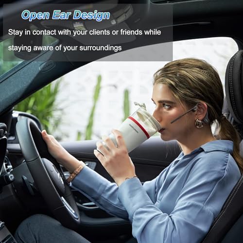 Open Ear Bone Conduction Headphones with mic - Bluetooth Headset Waterproof Bone Conducting Earphones, Headphones Wireless Earbuds Set, with QCC Chip, CVC8.0 Noise-canceling - color: Black Set