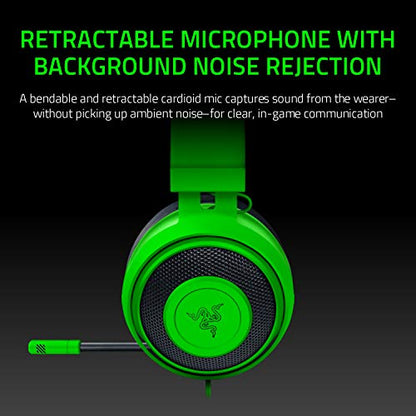 Razer Kraken Tournament Edition: THX Spatial Audio - Full Audio Control - Cooling Gel-Infused Ear Cushions - Gaming Headset Works with PC, PS4, Xbox One, Switch, Mobile Devices - Green (Renewed)