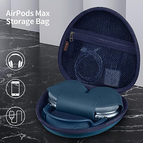 Fintie Hard Case for AirPods Max 2 (2026) and AirPods Max 1 (2024/2020) | Travel Carrying Storage Bag, Shockproof, Protective, Auto Wake/Sleep, Navy Blue - color: Navy Blue