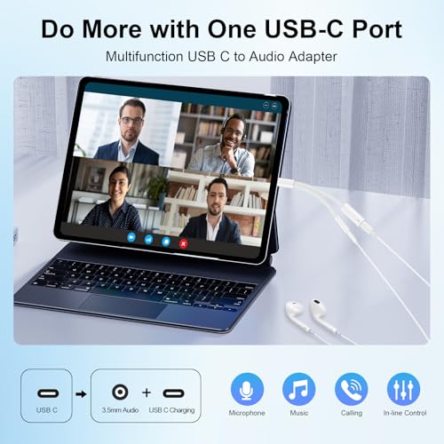 USB C to 3.5mm Headphone Jack Adapter with USB-C Fast Charging Port | USB C to Aux USBC to 3.5mm Audio Adapter Dongle with PD 60W Charge for iPhone 17 16 15/Galaxy Phone, Type C Mac/Tablet/Laptop