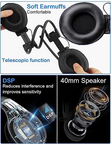 ZHIWHIS FM Portable Radio, Stereo Headsetwith LCD,Over Ear Foldable, Pocket Walkmen Conference Receiver, Small Wireless/Wired Headphones Operated by 2 AA Batteries for Walking/Running ZWS-308