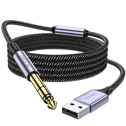 MOSWAG USB to 1/4“ Audio Cable, USB to 6.35mm TRS Audio Cable with Recording Compatible with Windows Devices and Guitar Combo Amps and Other Recording Software-(NOT for Xbox/RockSmith) - size: 10FT/3M