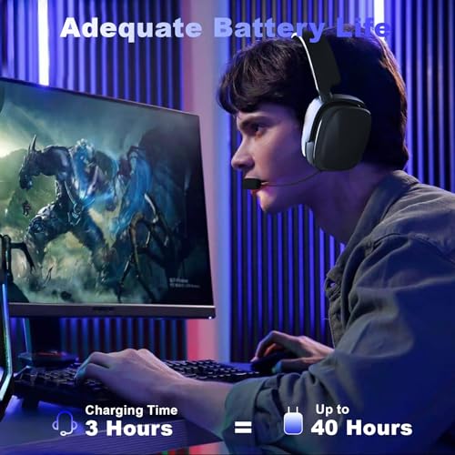 SENZER X100 Wireless Gaming Headset with Mic for PC PS4 PS5 Nintendo Switch Wired for Xbox One, Bluetooth, 40+ Hrs Stereo Sound, Comfortable Gaming Headphones, Customized Side Plates