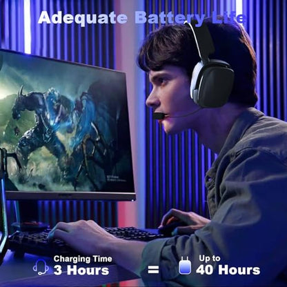 SENZER X100 Wireless Gaming Headset with Mic for PC PS4 PS5 Nintendo Switch Wired for Xbox One, Bluetooth, 40+ Hrs Stereo Sound, Comfortable Gaming Headphones, Customized Side Plates