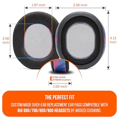 WC FreeZe Rig 600/700/800/900 - Cooling Gel Earpads for RIG 600 Pro, RIG 700 HX, RIG 800 Pro, RIG 900 Max by Wicked Cushions - Boost Comfort, Thickness, & Sound Isolation for Epic Gaming | Speed Racer - color: Speed Racer