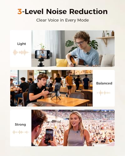 Wireless Lavalier Microphone for iPhone Android, AI Noise Reduction | Studio-Grade Audio Quality, 45H Battery Life, 100ft Stable Wireless Range, Magnetic Dual Wearing Options, Clear Voice Capture - size: 2TX + USB-C RX + 1CC