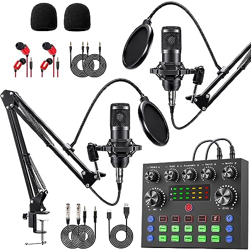 sktome Podcast Equipment Bundle for 2, V8s Voice Changer with BM-800 Podcast Microphone Bundle - Studio Condenser Microphone Perfect for Podcasting, Recording, Singing, Streaming and Gaming