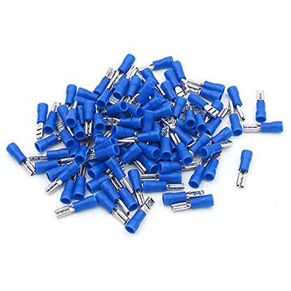 BAOMAIN 0.187" Female & Male Spade Terminals Kit 16-14 AWG 100-Pack | Blue Insulated Tin-Plated Crimp Connectors for 16-14 AWG Wiring. Kit Include 0.187" 4.8mm Female and Male Quick Terminals - size: Male and Female