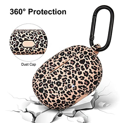 AIRSPO Case for Beats Studio Buds/Beats Studio Buds Plus Case Cover 2021/2023 Silicone Floral Printed Protective Beats Studio Buds Earbuds Headphones Case Cover Skin with Keychain (Khaki/Leopard) - color: Khaki Leopard