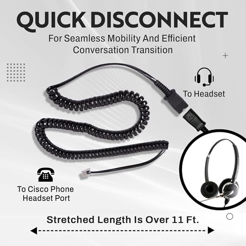 INNOTALK - Headset for Cisco Phone, Pro Voice Tube Mic Wired Headset with QD Sturdy 9 Ft. Cord Pigtail Adapter, Wired Headphones, Cost Effective Corded Headset - size: VoiceTube-Binaural