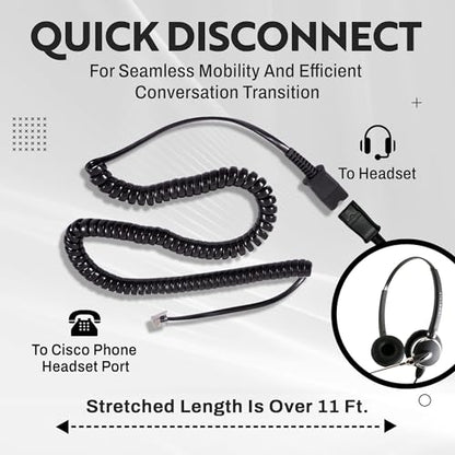 INNOTALK - Headset for Cisco Phone, Pro Voice Tube Mic Wired Headset with QD Sturdy 9 Ft. Cord Pigtail Adapter, Wired Headphones, Cost Effective Corded Headset - size: VoiceTube-Binaural