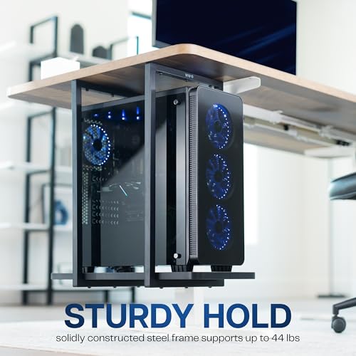 VIVO Heavy Duty Under-Desk PC Mount Shelf, Computer CPU Holder, Supports up to 44 lbs, Black, Mount-PCSF1