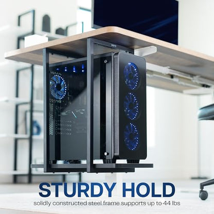 VIVO Heavy Duty Under-Desk PC Mount Shelf, Computer CPU Holder, Supports up to 44 lbs, Black, Mount-PCSF1