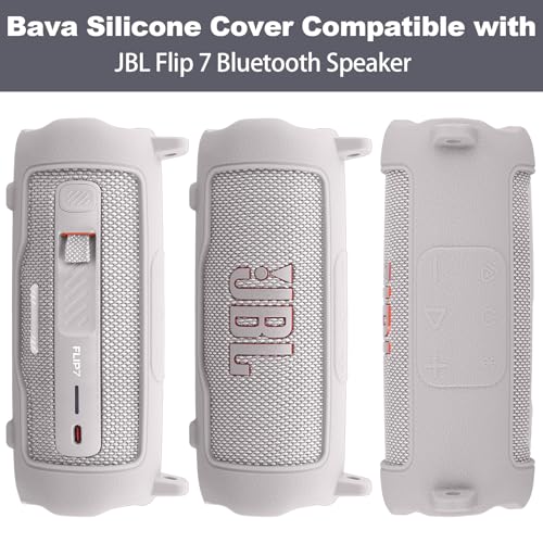 Silicone Cover for JBL Flip 7 Portable Speaker | Scratch-resistant, Unhindered Sound, Silicone Construction, Portable Carrying Silicone Cover, White Silicone Cover - color: White Cover
