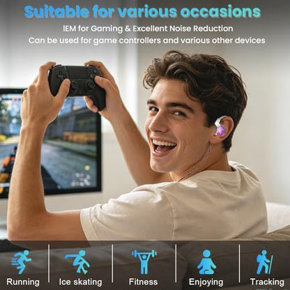 Wired Gaming Earbuds,QKZ AK6 PRO in Ear Monitors, Deep Bass Sound Wired Earbuds, HiFi in Ear Headphones with New 1DD 10mm Dynamic Driver, IEM for Music Gaming Video Calling (Purple) - color: Purple