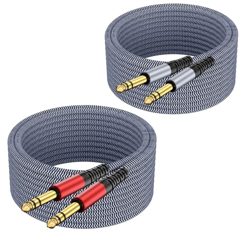 1/4 inch TRS Cable 10ft 2-Pack, 1/4 Inch TRS Instrument Guitar Cable,Straight AMP Cord,Quarter Inch Jack Stereo Audio Balanced Line for Electric Guitar,Bass,Keyboard,Amplifier,Speaker