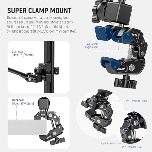 NEEWER 30" Articulating Magic Arm with Desk Super Clamp/Action Cam Mount/Phone Holder, Overhead Camera Mic Boom Stand, Compatible with GoPro iPhone DSLR Webcam Microphone Video Recording, UA056 - style: UA056
