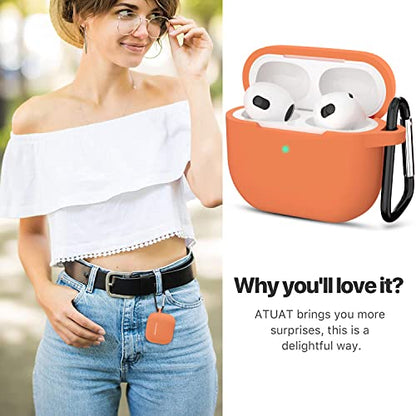 Compatible with AirPods 3 Case, Protective Silicone Cover for AirPods 3rd Generation Case 2021, Wireless Charging - Orange - color: C-Orange