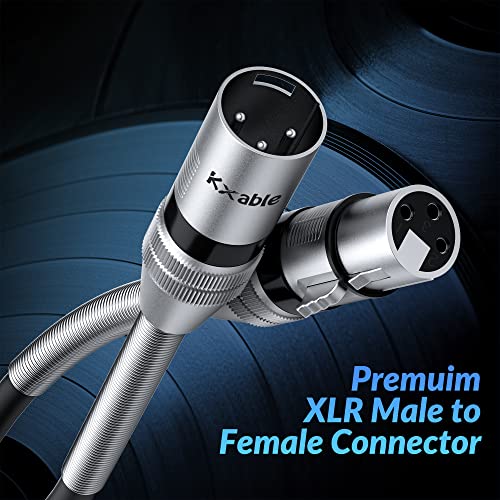 Kxable XLR Microphone Cable 50FT, XLR Male to Female Balanced Mic Cable, 3-Pin Shielded Speaker Cord, Zinc Alloy Connectors, Premium 22AWG Pure Copper, Metal Spring SR, Recording Studio, Podcast - size: 50FT, style: 1-Pack