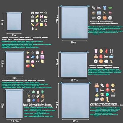 Microfiber Drawstring Bags, Multi-Size Soft Protective Pouches for Shoes, Ski Goggles, Sunglasses, Handbags & Camera Lenses - color: Light Blue