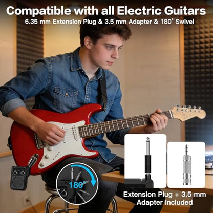 ZealSound Mini Guitar Amp with Bluetooth, 5W Portable Practice Amp with 4 Built-in Effects (Clean, Overdrive, Distortion, Reverb), USB Playback, Rechargeable Up to 8 Hours for Electric Guitar