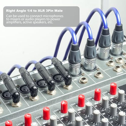 2 Pack Right Angle 1/4 TRS to XLR 3Pin Male Audio Cable,20AWG 6N OFC+Silver Plated HI-END Audio Cable,Right Angle 6.35mm TRS to XLR Male Active Speakers Balanced Cable - size: 6Feet（2Pack）, style: 90° TRS To XLR M