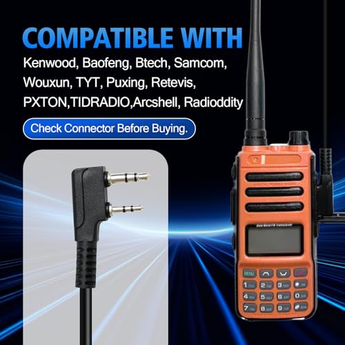 WODASEN Over the Ear Headset with Boom Mic Finger PTT for Radio Single Ear Overhead Headphones for UV-5R BF-888S AR-152 BF-F8HP K1 Plug 2-Pin
