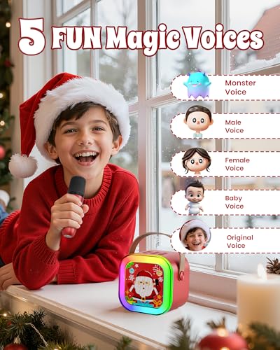 CscyyAmz Mini Karaoke Machine for Kids Girls & Boys - Portable Bluetooth Speaker with 2 Wireless Microphones - Kids Birthday Gifts for Ages 4-10 - Red - style: Red