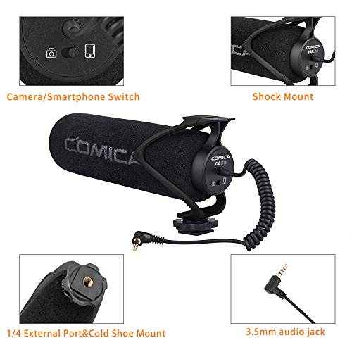 COMICA CVM-V30 LITE B Video Microphone,Super-Cardioid Condenser On-Camera Shotgun Microphone for Canon Nikon Sony Panasonic DSLR Cameras,Mic for iPhone Android(with Windmuff)