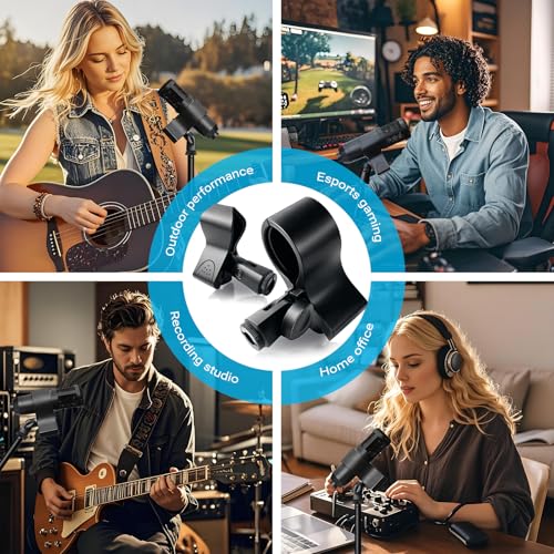 2 Pack Microphone Clips, Durable and Adjustable Mic Clip for Stand, Compatible with Large Diameter Mics for Stage, Church, Studio