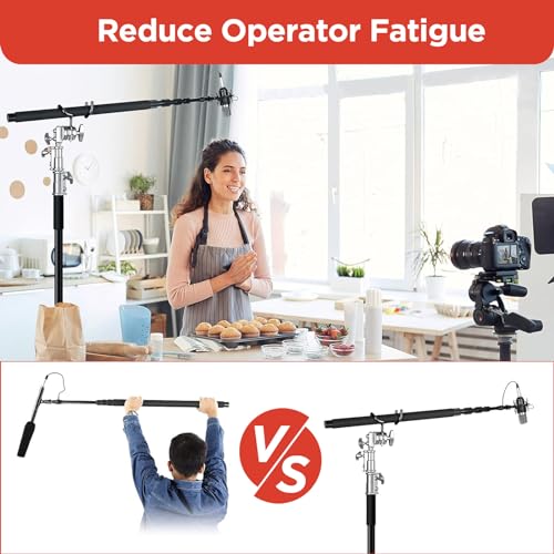 Metal Microphone Boom Pole Support Holder for C-Stands and Mic Stands,Non-Slip Matte Cradle Mount for Mic and Audio Equipment Fits Grip Head